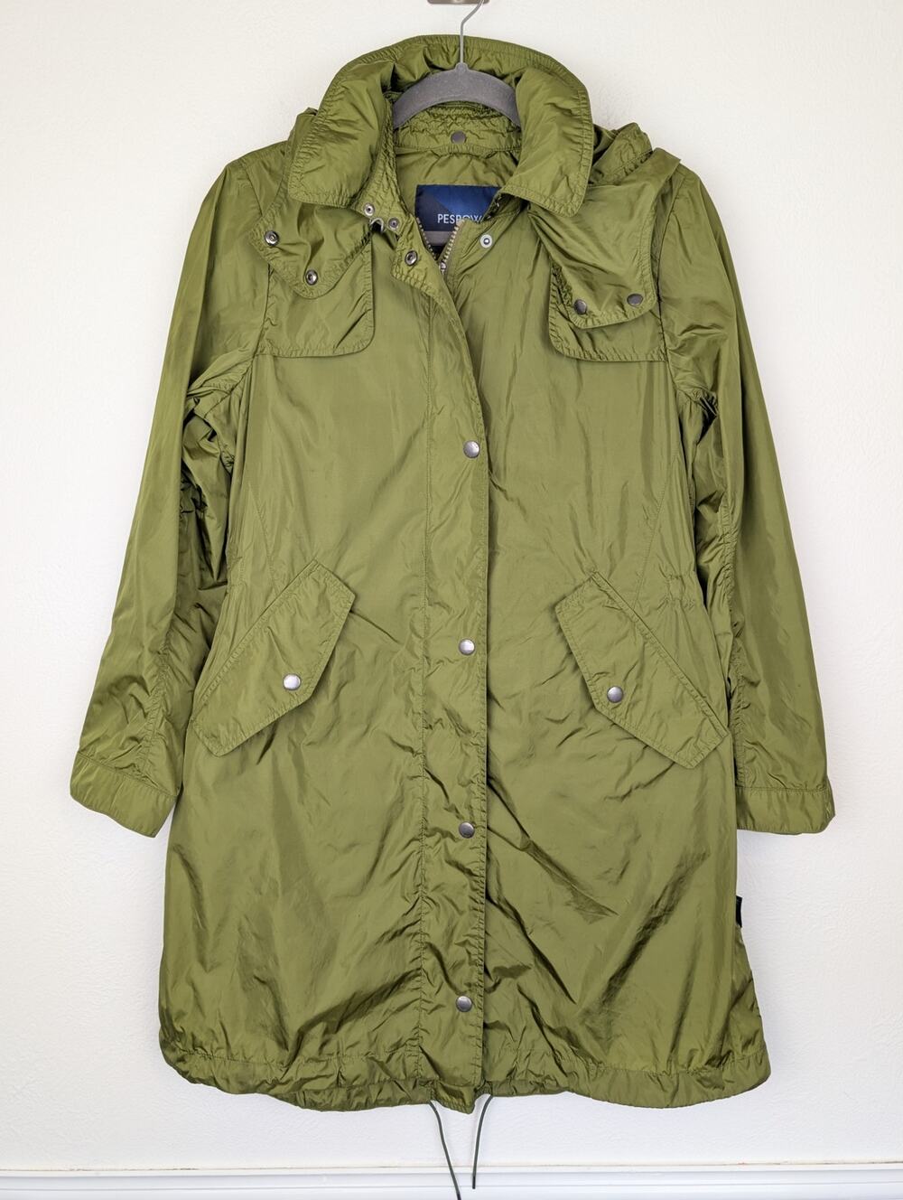 Pespow Selene Jacket Lightweight Packable Designer Parka Hooded Green Size S